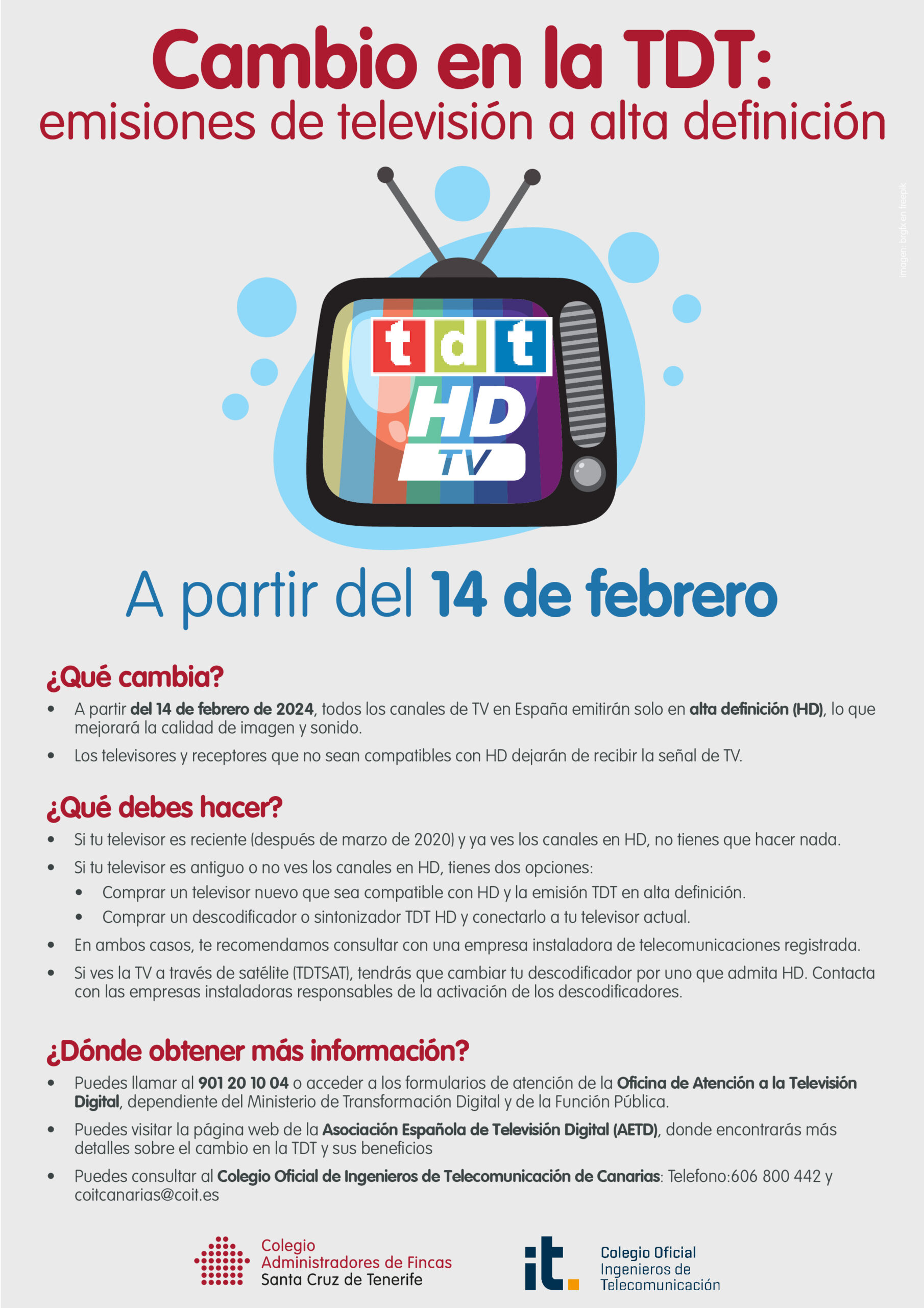 cartel de la campaña de información a la ciudadanía sobre el cambio a HD